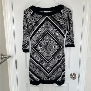 Black and White Patterned Dress - XS White House Black Market
